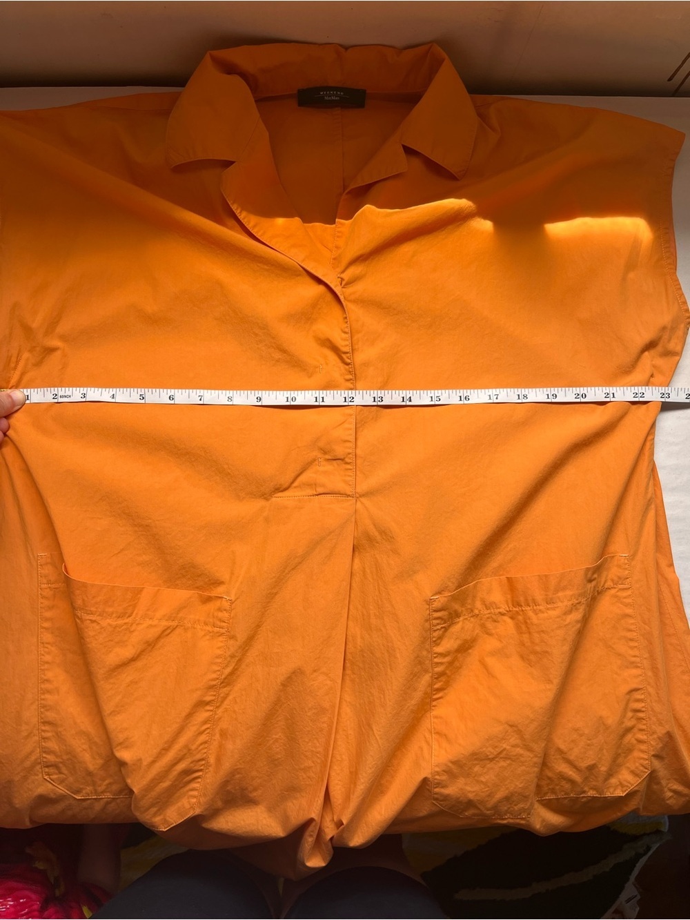 Weekend Max Mara Orange Poplin Ccotton Short-Sleeve A-Line Dress 8 - Picture 9 of 13